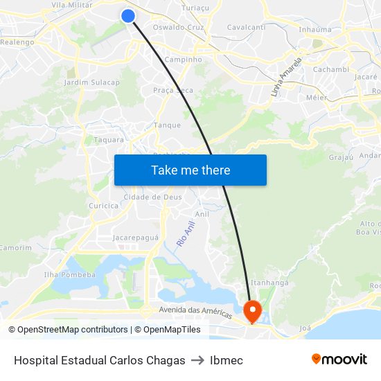 Hospital Estadual Carlos Chagas to Ibmec map