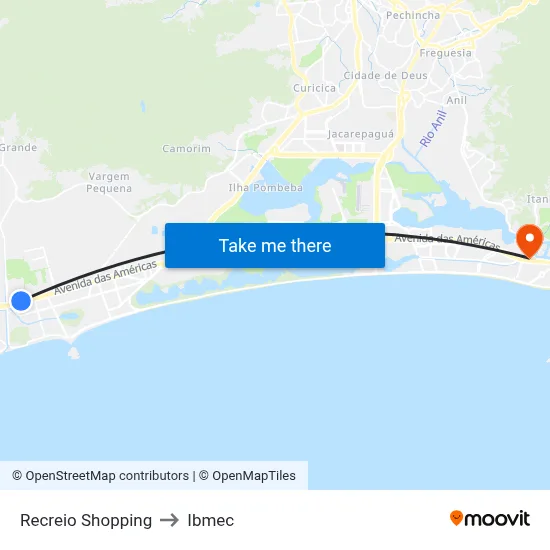 Recreio Shopping to Ibmec map
