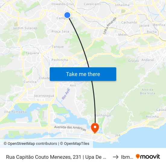 Rua Capitão Couto Menezes, 231 | Upa De Madureira to Ibmec map