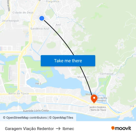 Garagem Viação Redentor to Ibmec map