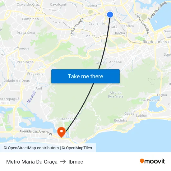 Metrô Maria Da Graça to Ibmec map