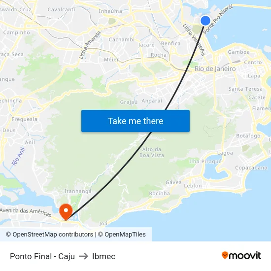 Ponto Final - Caju to Ibmec map