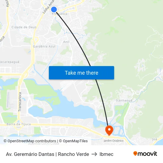 Av. Geremário Dantas | Rancho Verde to Ibmec map
