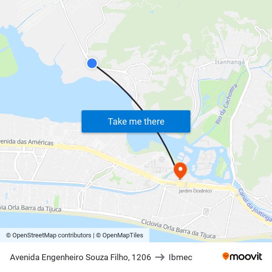 Avenida Engenheiro Souza Filho, 1206 to Ibmec map