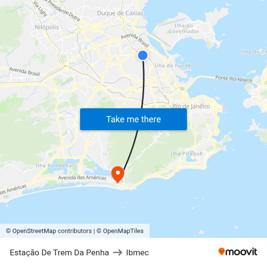 Estação De Trem Da Penha to Ibmec map