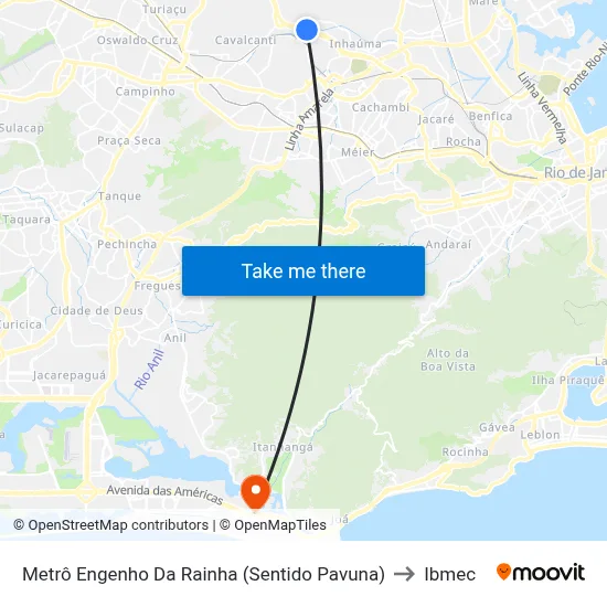 Metrô Engenho Da Rainha (Sentido Pavuna) to Ibmec map