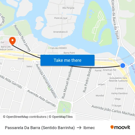 Passarela Da Barra (Sentido Barrinha) to Ibmec map
