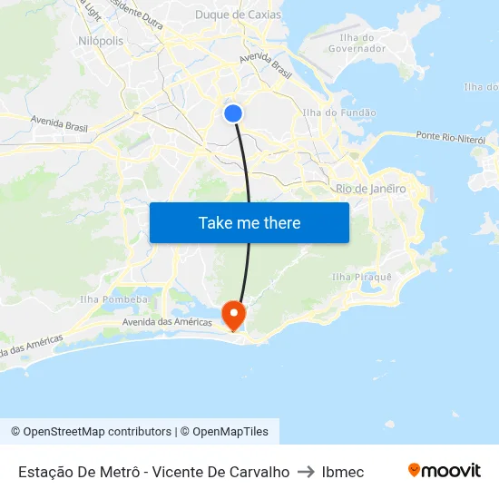 Estação De Metrô - Vicente De Carvalho to Ibmec map