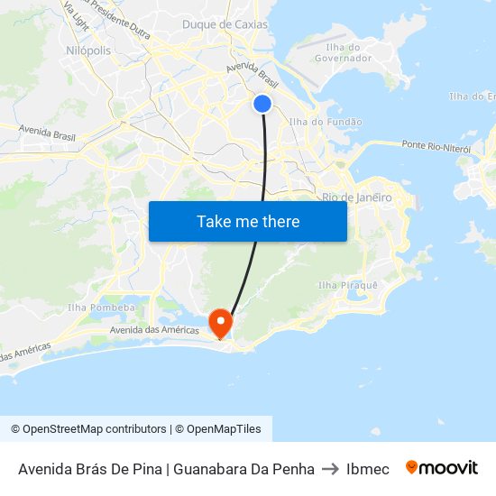 Avenida Brás De Pina | Guanabara Da Penha to Ibmec map