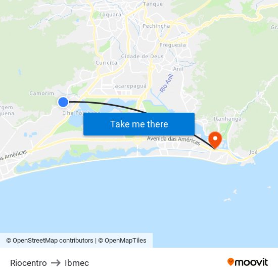 Riocentro to Ibmec map
