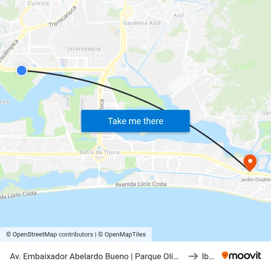 Av. Embaixador Abelardo Bueno | Parque Olímpico | Jeunesse Arena to Ibmec map