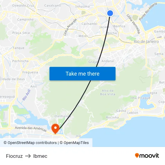 Fiocruz to Ibmec map