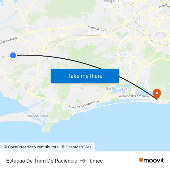 Estação De Trem De Paciência to Ibmec map