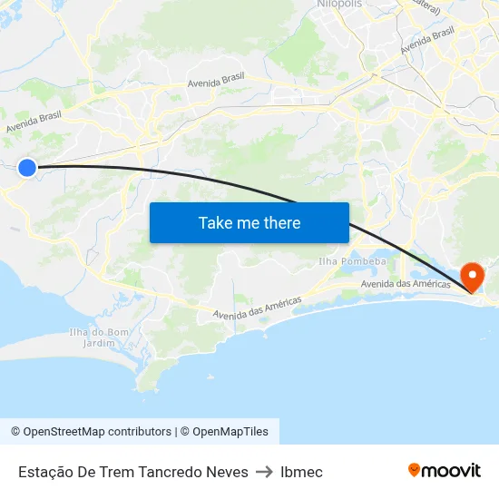Estação De Trem Tancredo Neves to Ibmec map