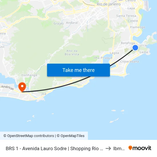 BRS 1 - Avenida Lauro Sodre | Shopping Rio Sul to Ibmec map