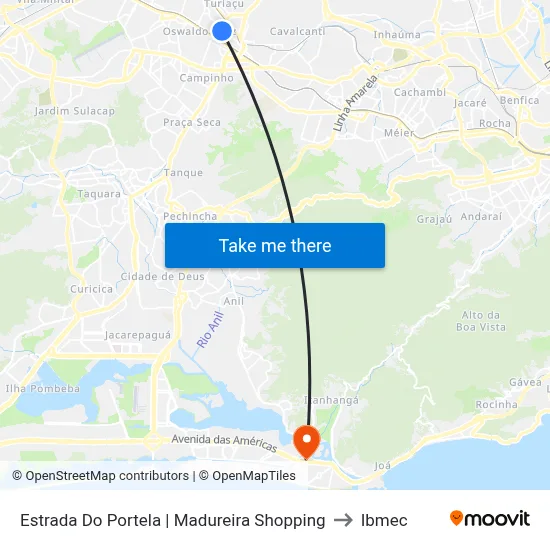 Estrada Do Portela | Madureira Shopping to Ibmec map