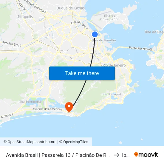 Avenida Brasil | Passarela 13 / Piscinão De Ramos (Sentido Centro) to Ibmec map