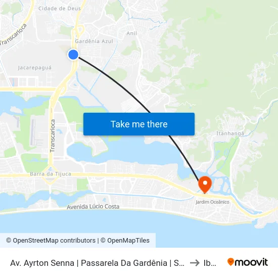 Av. Ayrton Senna | Passarela Da Gardênia | Sesc/Senac to Ibmec map