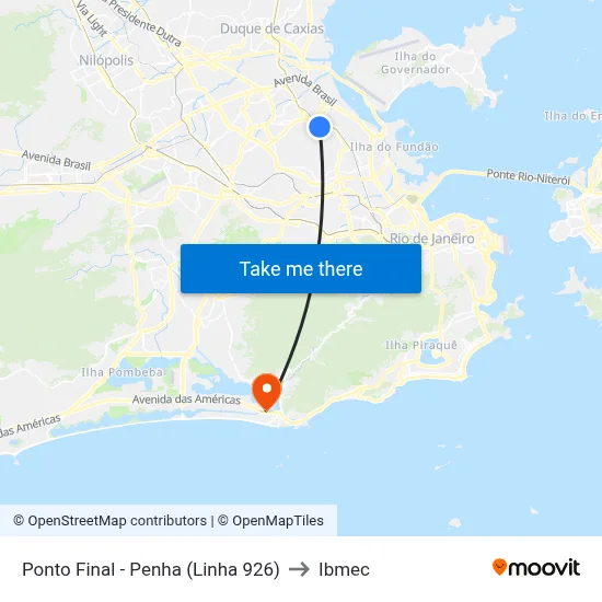 Ponto Final - Penha (Linha 926) to Ibmec map