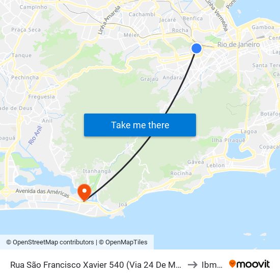 Rua São Francisco Xavier 540 (Via 24 De Maio) to Ibmec map