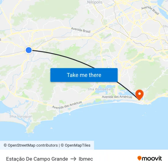 Estação De Campo Grande to Ibmec map