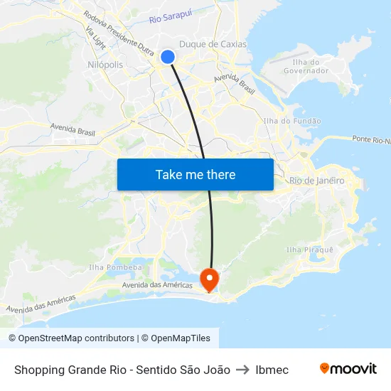 Shopping Grande Rio - Sentido São João to Ibmec map