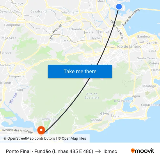 Ponto Final - Fundão (Linhas 485 E 486) to Ibmec map