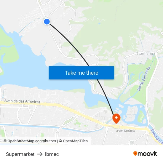 Supermarket to Ibmec map