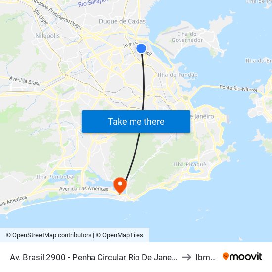Av. Brasil 2900 - Penha Circular Rio De Janeiro to Ibmec map