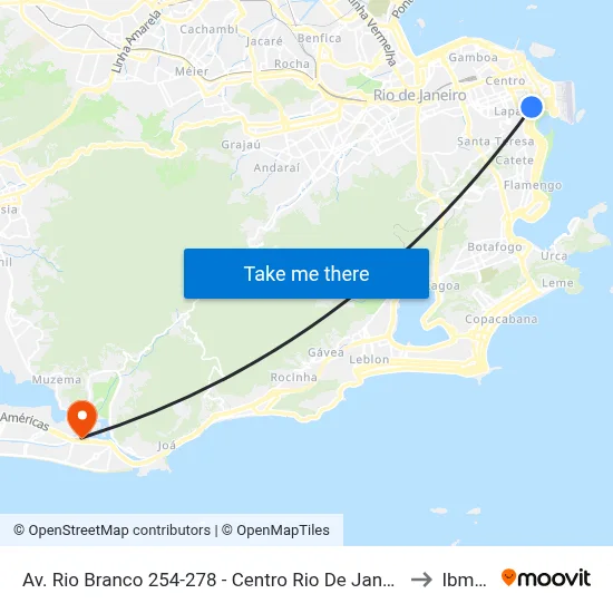 Av. Rio Branco 254-278 - Centro Rio De Janeiro to Ibmec map