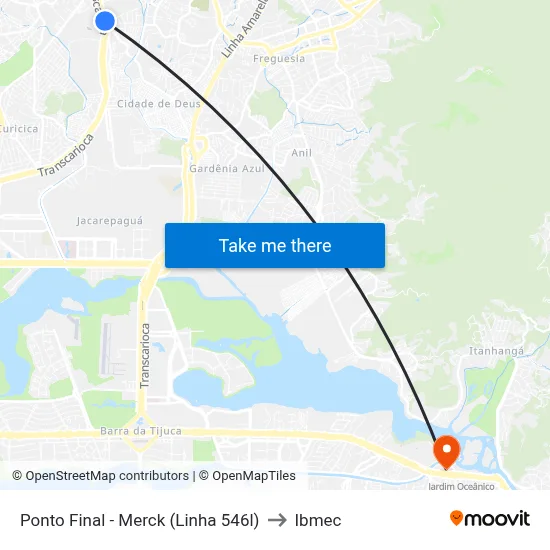 Ponto Final - Merck (Linha 546l) to Ibmec map