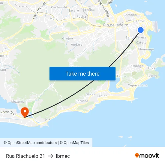 Rua Riachuelo 21 to Ibmec map