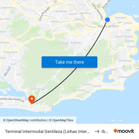 Terminal Intermodal Gentileza (Linhas Intermunicipais) to Ibmec map