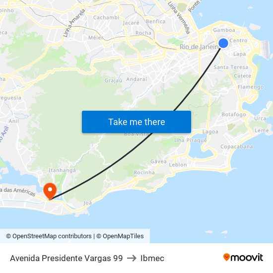 Avenida Presidente Vargas 99 to Ibmec map