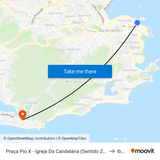 Praça Pio X - Igreja Da Candelária (Sentido Zona Norte) to Ibmec map