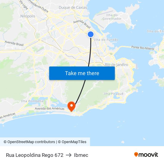 Rua Leopoldina Rego 672 to Ibmec map