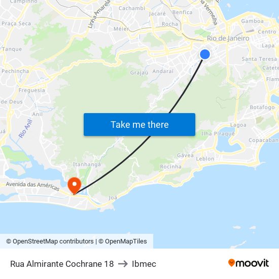 Rua Almirante Cochrane 18 to Ibmec map