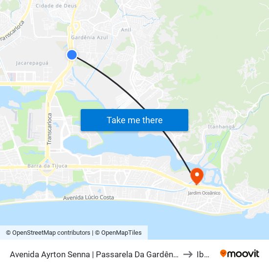 Avenida Ayrton Senna | Passarela Da Gardênia | Uptown to Ibmec map