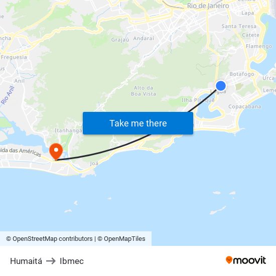 Humaitá to Ibmec map