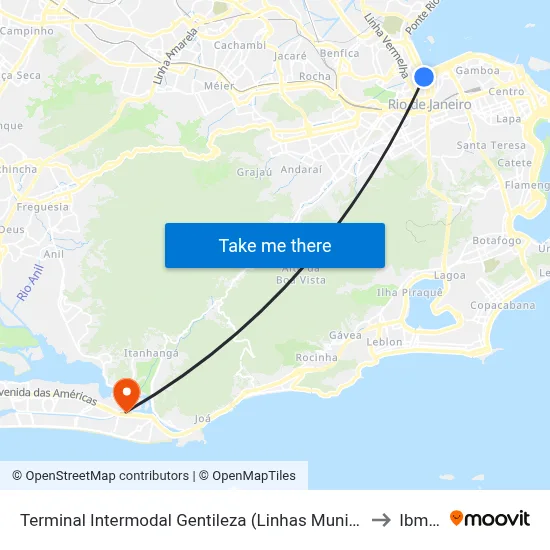 Terminal Intermodal Gentileza (Linhas Municipais) to Ibmec map