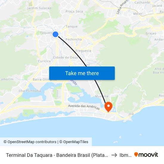 Terminal Da Taquara - Bandeira Brasil (Plataforma A) to Ibmec map