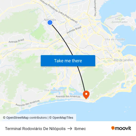 Terminal Rodoviário De Nilópolis to Ibmec map