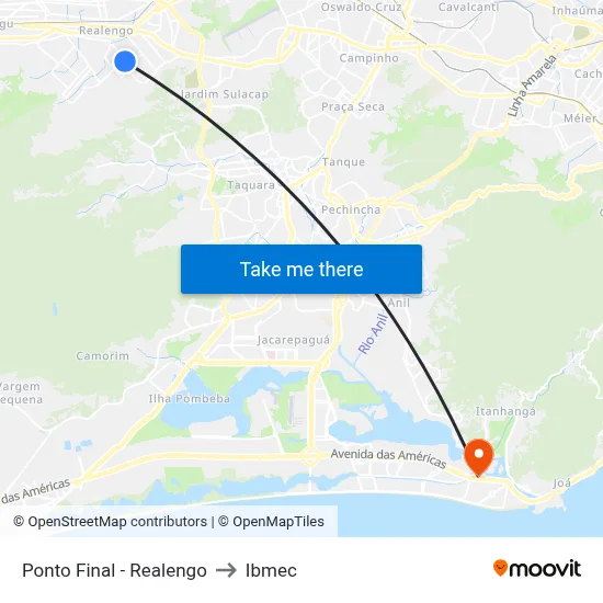 Ponto Final - Realengo to Ibmec map