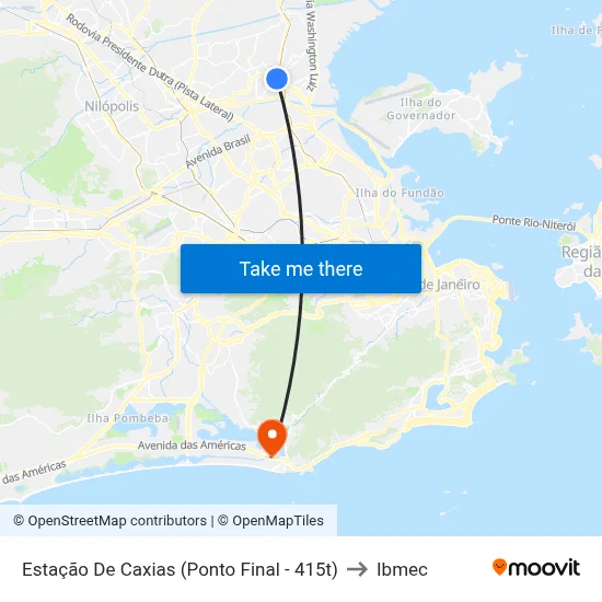 Estação De Caxias (Ponto Final - 415t) to Ibmec map