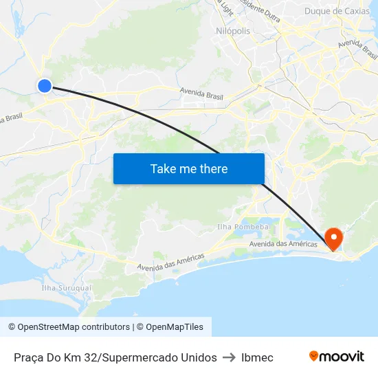 Praça Do Km 32/Supermercado Unidos to Ibmec map