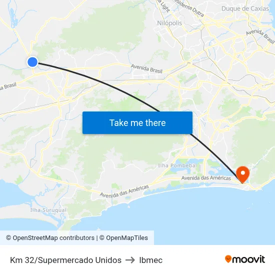 Km 32/Supermercado Unidos to Ibmec map