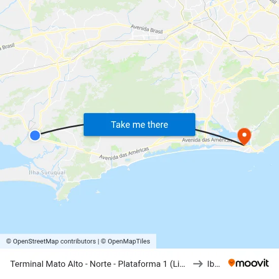 Terminal Mato Alto - Norte - Plataforma 1 (Linhas 853, 872 E 883) to Ibmec map