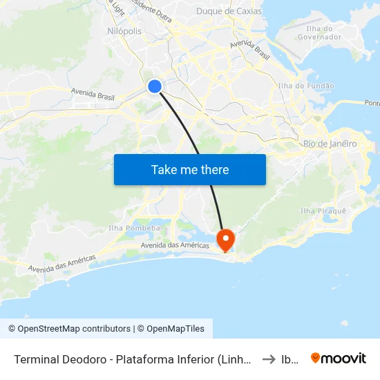Terminal Deodoro - Plataforma Inferior (Linhas Convencionais) to Ibmec map