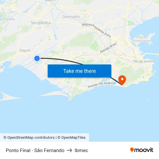 Ponto Final - São Fernando to Ibmec map