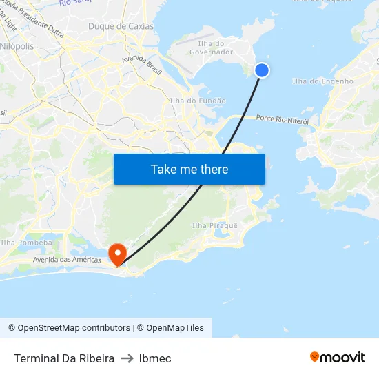 Terminal Da Ribeira to Ibmec map